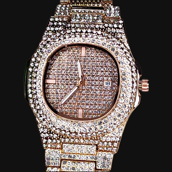 NWT Unisex Luxury Rose Gold Rhinestone Quartz Watch Dial Analog Wristwatch - Picture 3 of 16